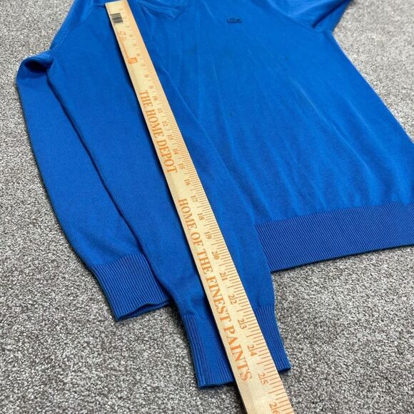 Lacoste mens v-neck pullover sweater sz 5 blue long sleeve (flaws) - Picture 7 of 12